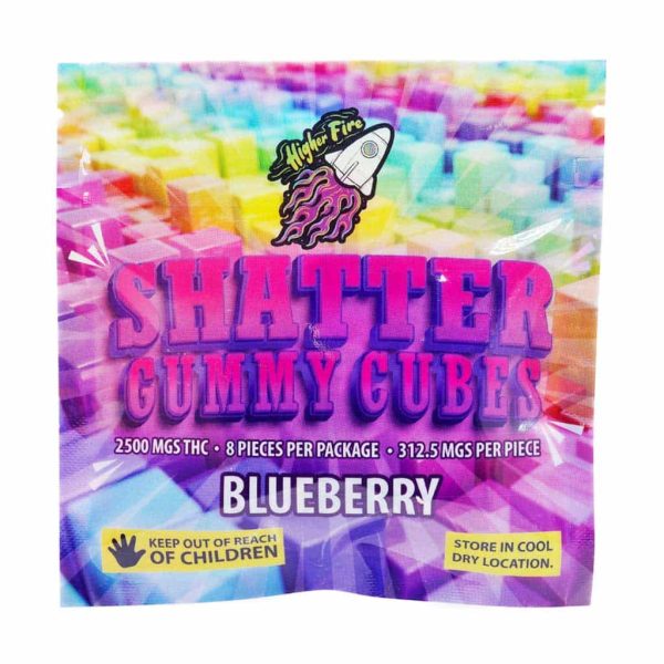 Higher Fire Extracts - Shatter Gummy Cubes - Blueberry 2500mg THC