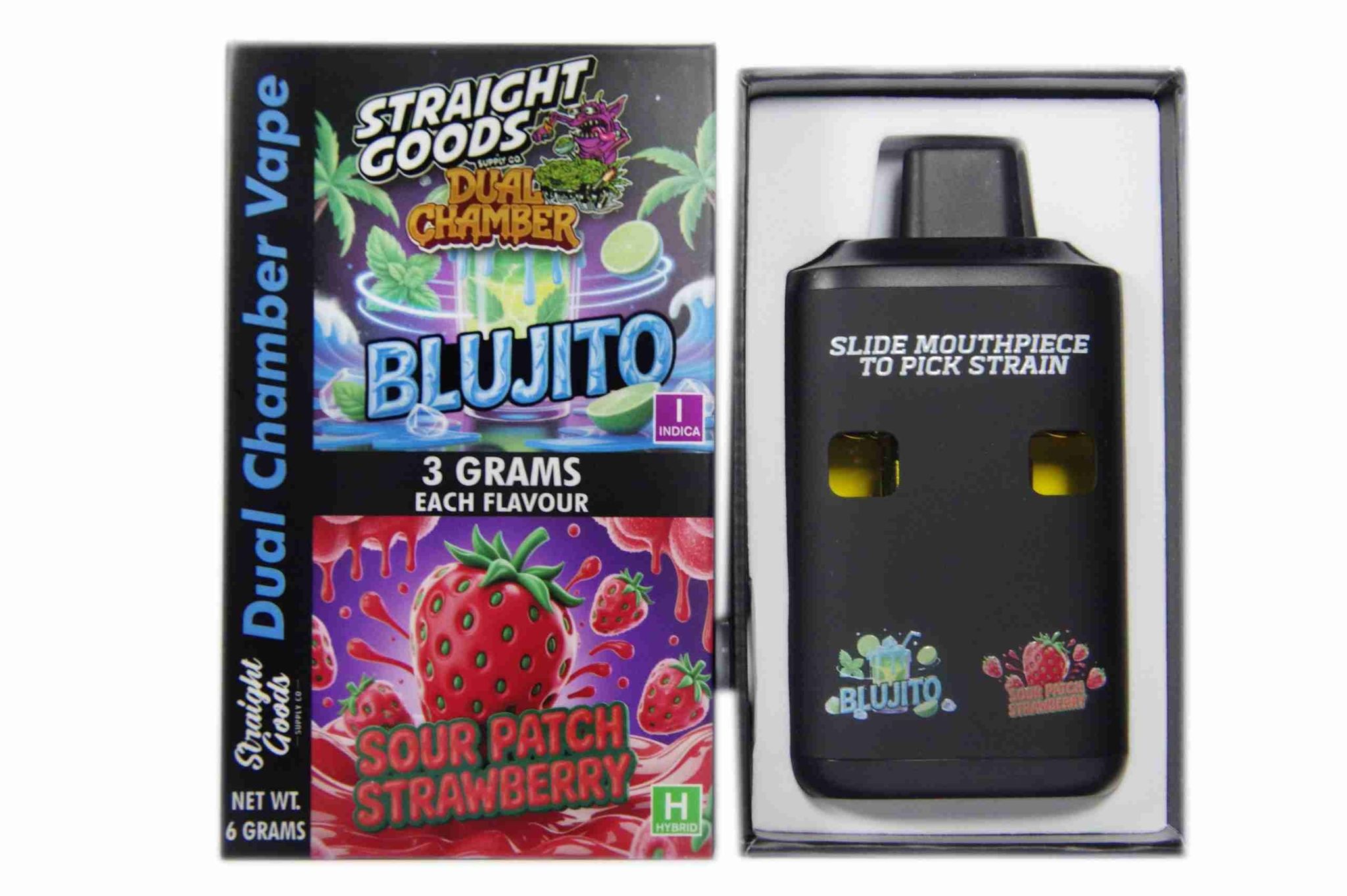 Straight Goods - Dual Chamber Vape - Blujito + Sour Patch Strawberry (3 Grams + 3 Grams)