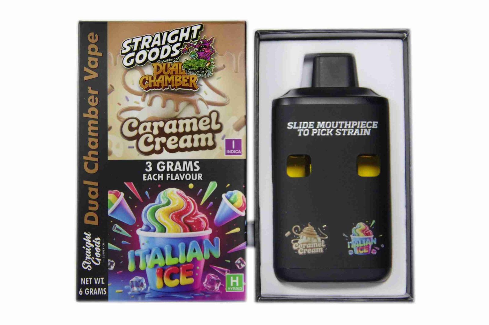 Straight Goods - Dual Chamber Vape - Caramel Cream + Italian Ice (3 Grams + 3 Grams)