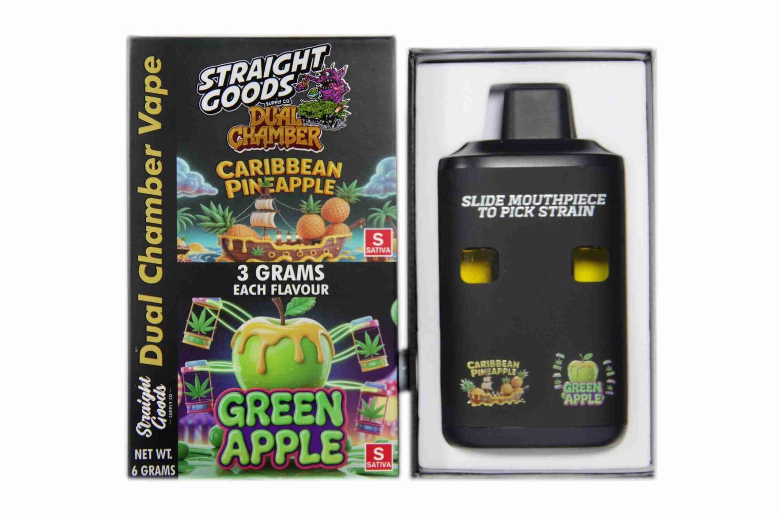 Straight Goods - Dual Chamber Vape - Caribbean Pineapple + Green Apple (3 Grams + 3 Grams)