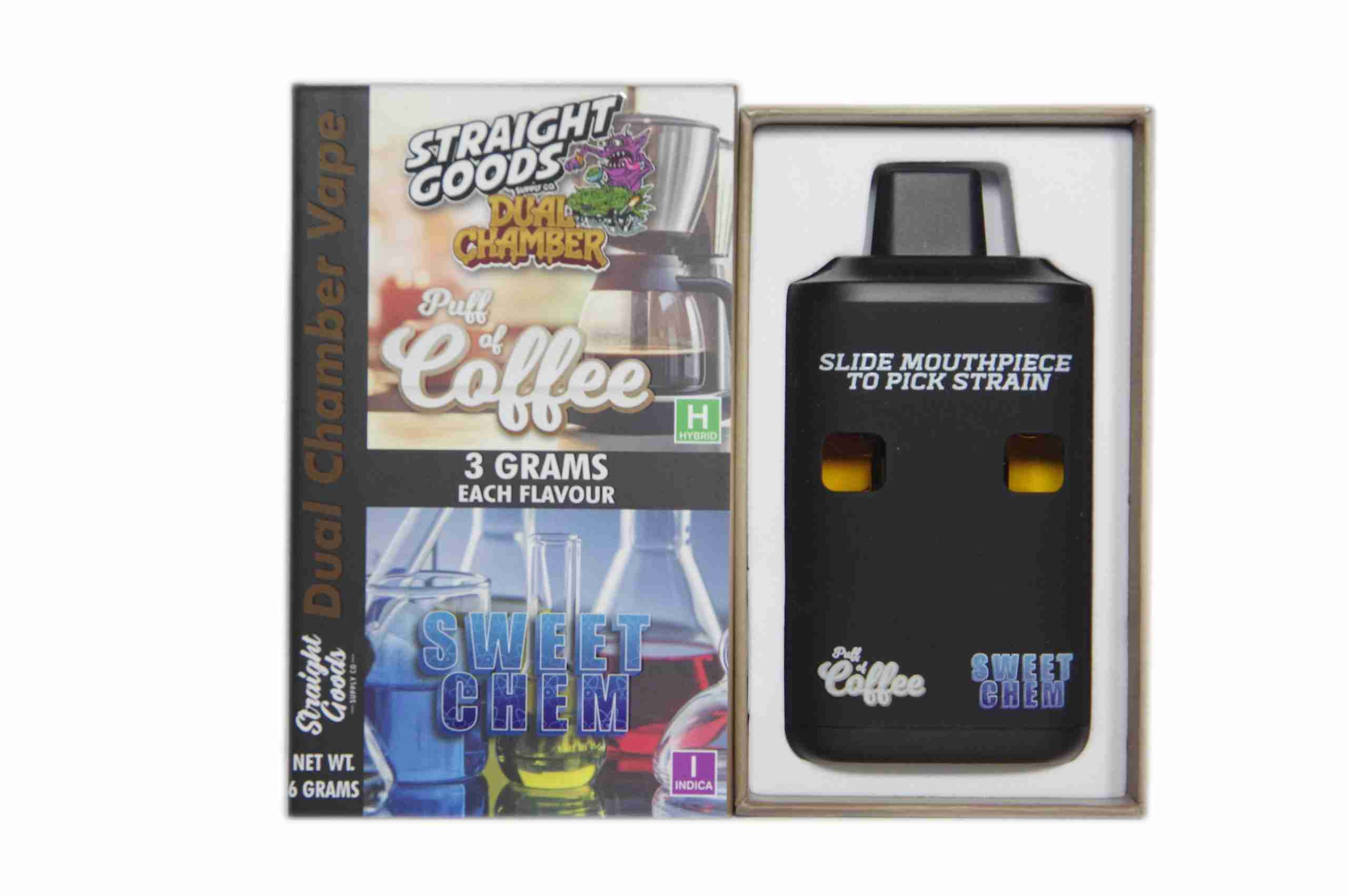 Straight Goods - Dual Chamber Vape - Puff of Coffee + Sweet Chem (3 Grams + 3 Grams)