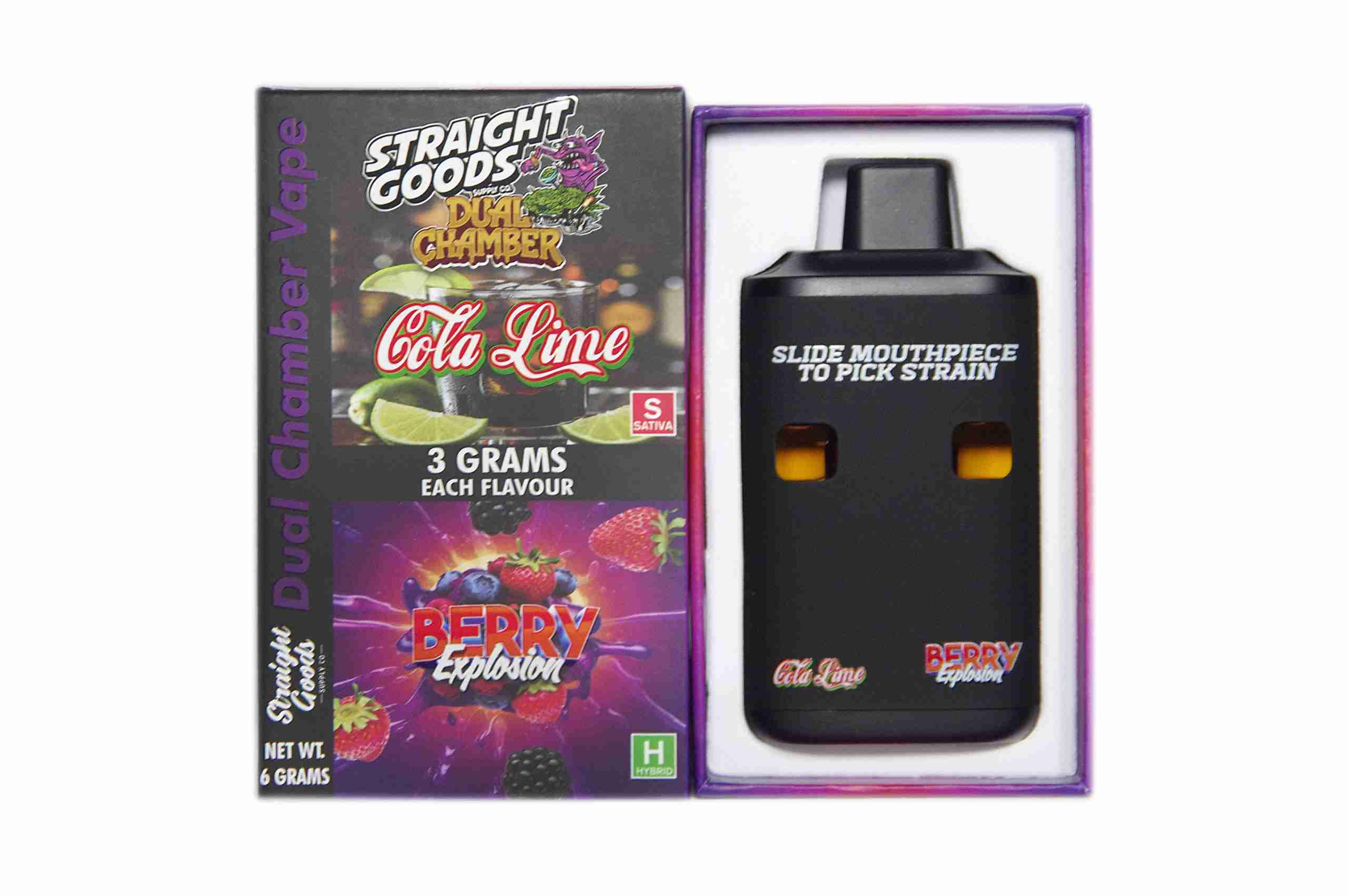 Straight Goods - Dual Chamber Vape -  Cola Lime + Berry Explosion (3 Grams + 3 Grams)