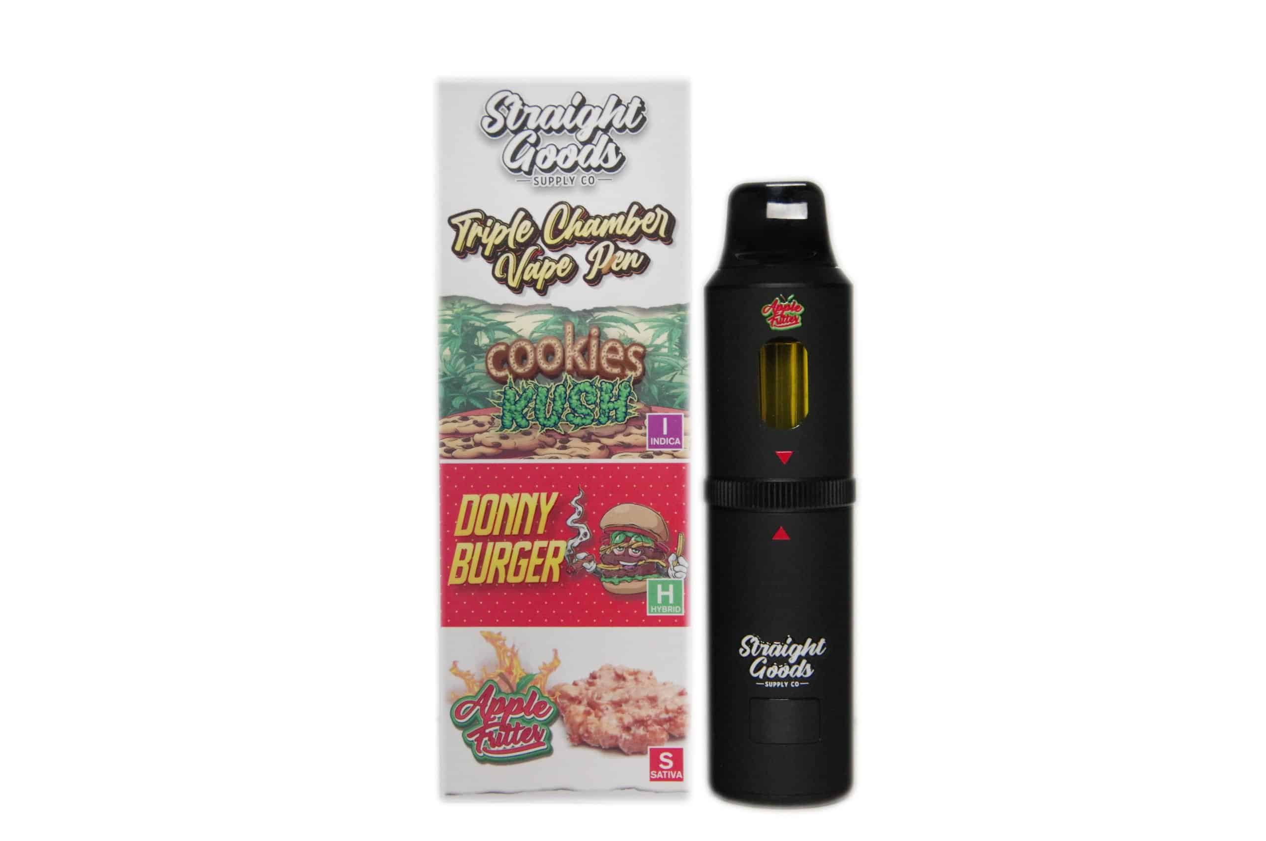 Straight Goods - Triple Chamber Vape - Cookies Kush + Donny Burger + Apple Fritter (3 Grams + 3 Grams + 3 Gram)