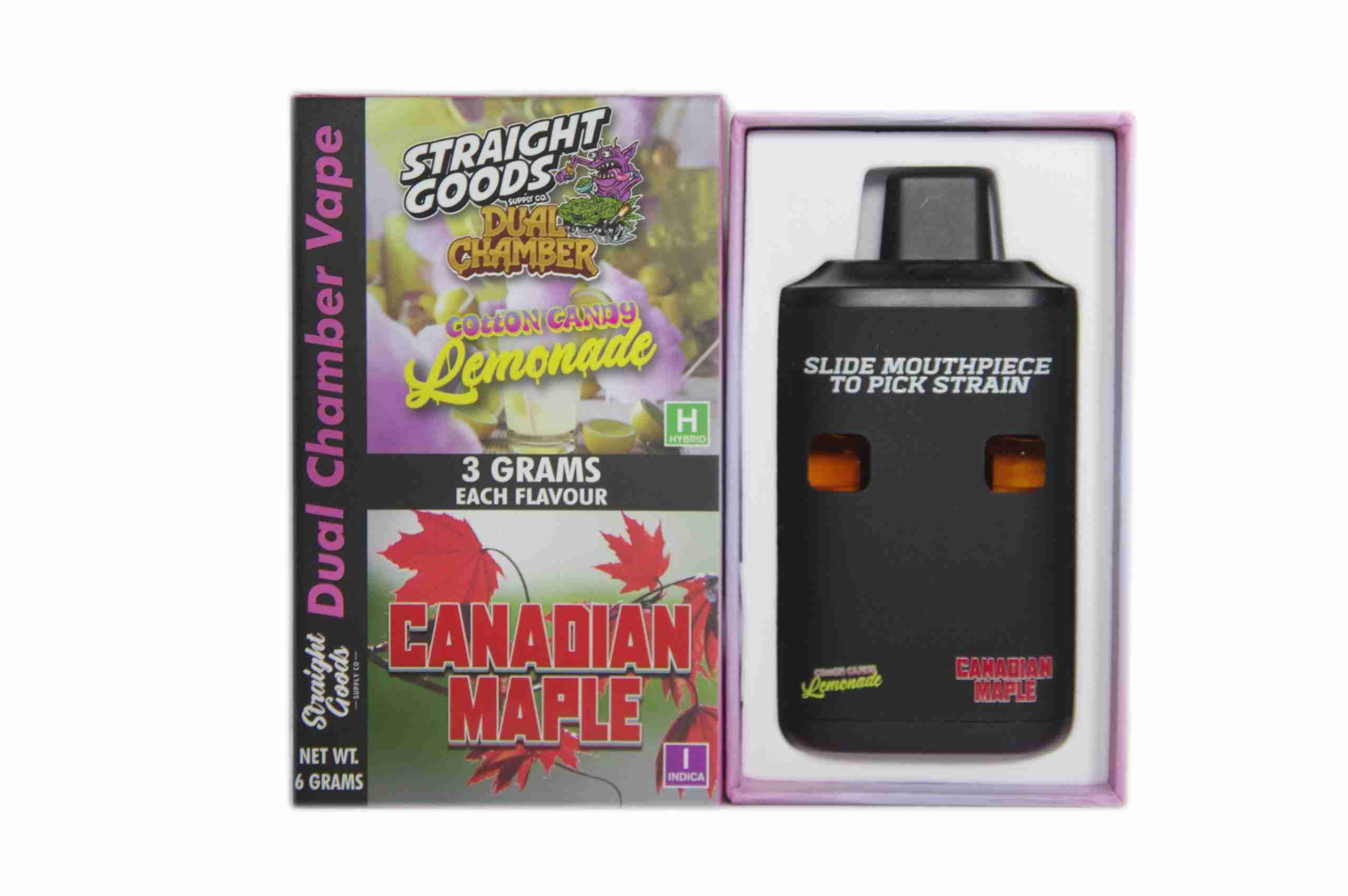Straight Goods - Dual Chamber Vape -  Cotton Candy Lemonade + Canadian Maple (3 Grams + 3 Grams)