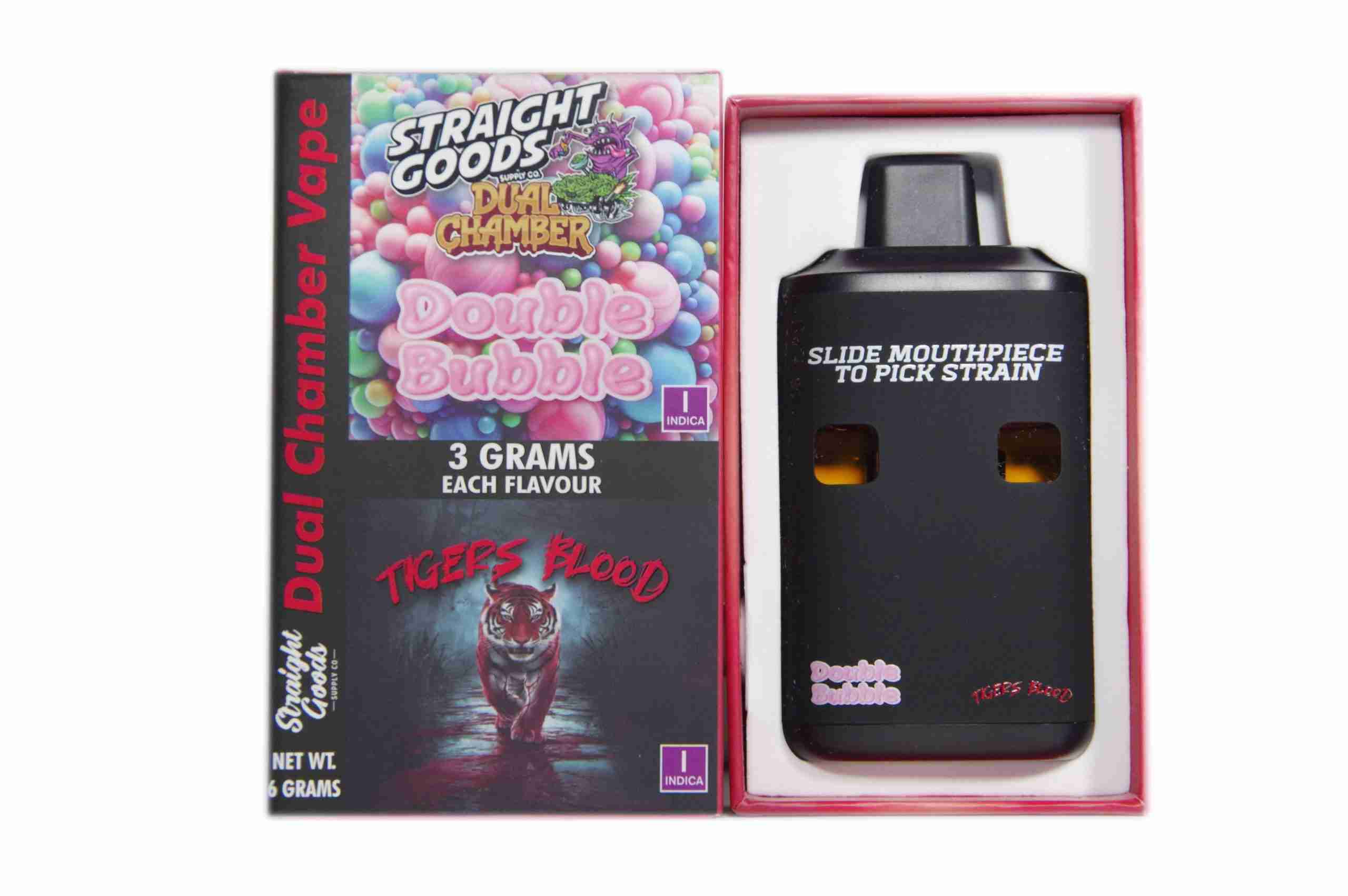Straight Goods - Dual Chamber Vape -  Double Bubble + Tigers Blood (3 Grams + 3 Grams)