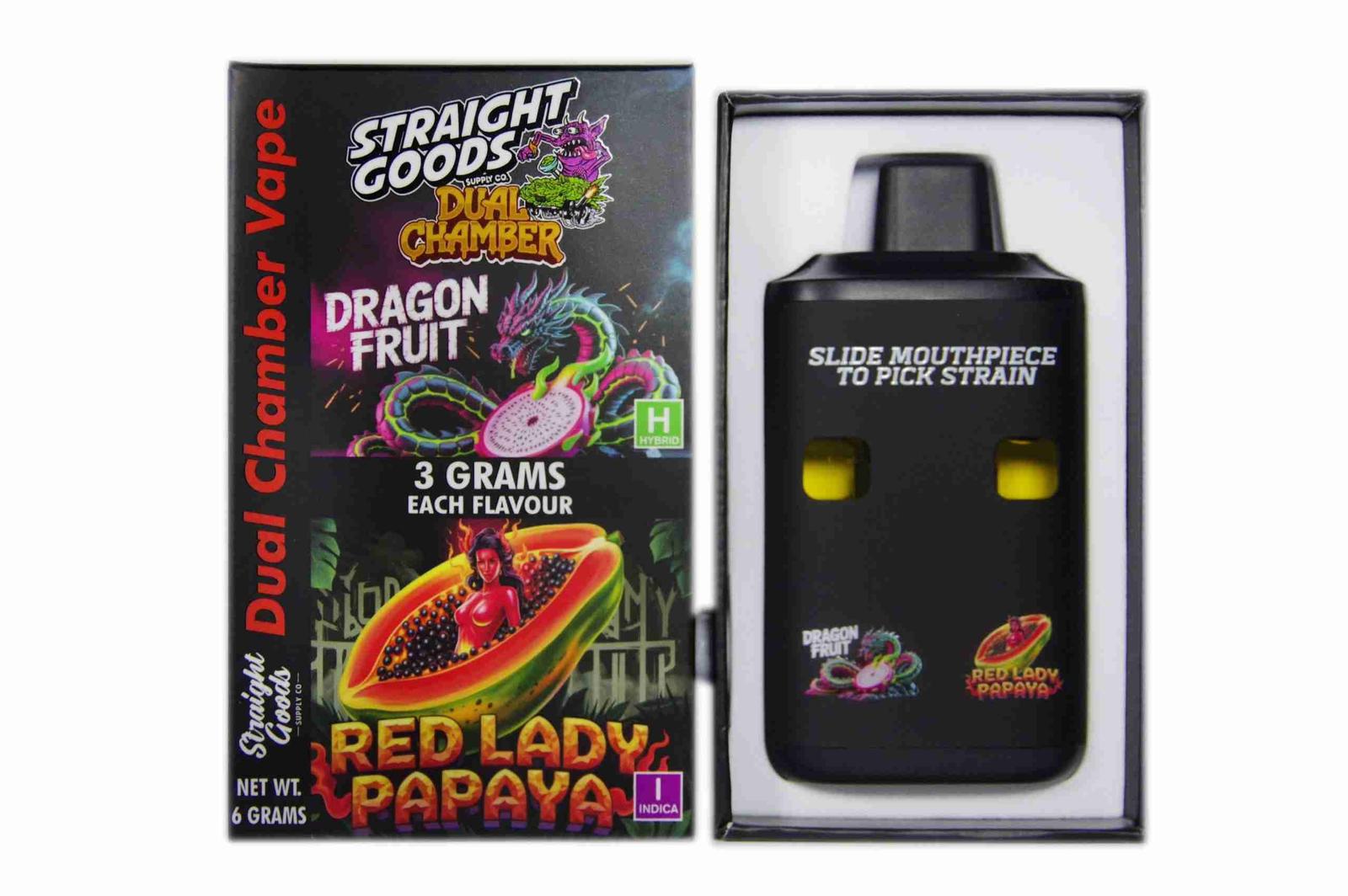 Straight Goods - Dual Chamber Vape - Dragon Fruit + Red Lady Papaya (3 Grams + 3 Grams)