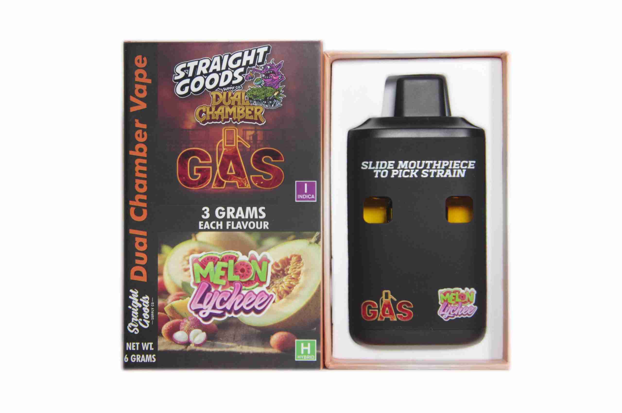 Straight Goods - Dual Chamber Vape -  Gas + Melon Lychee (3 Grams + 3 Grams)