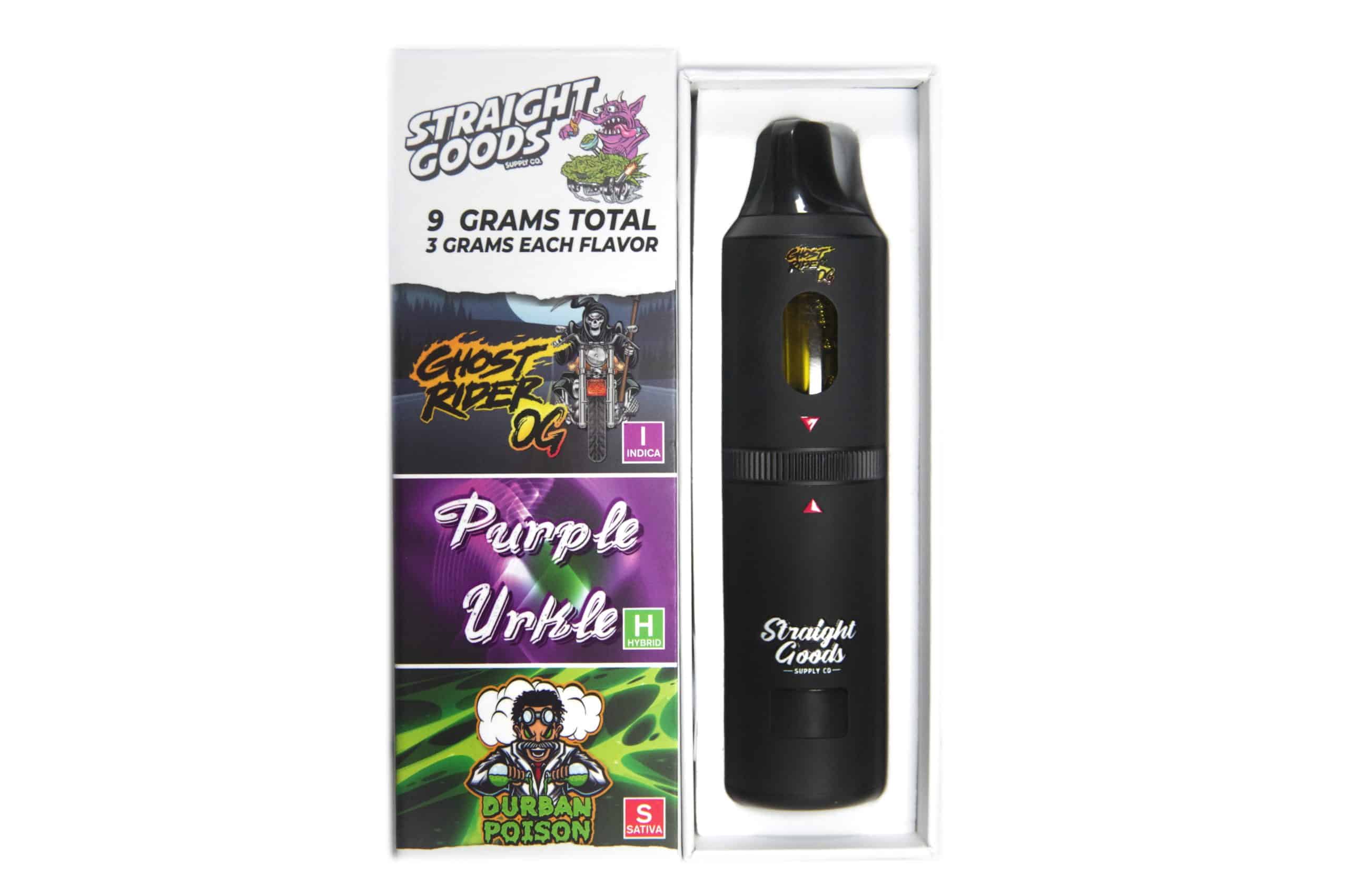Straight Goods - Triple Chamber Vape - Ghost Rider OG + Purple Urkle + Durban Poison (3 Grams + 3 Grams + 3 Gram)