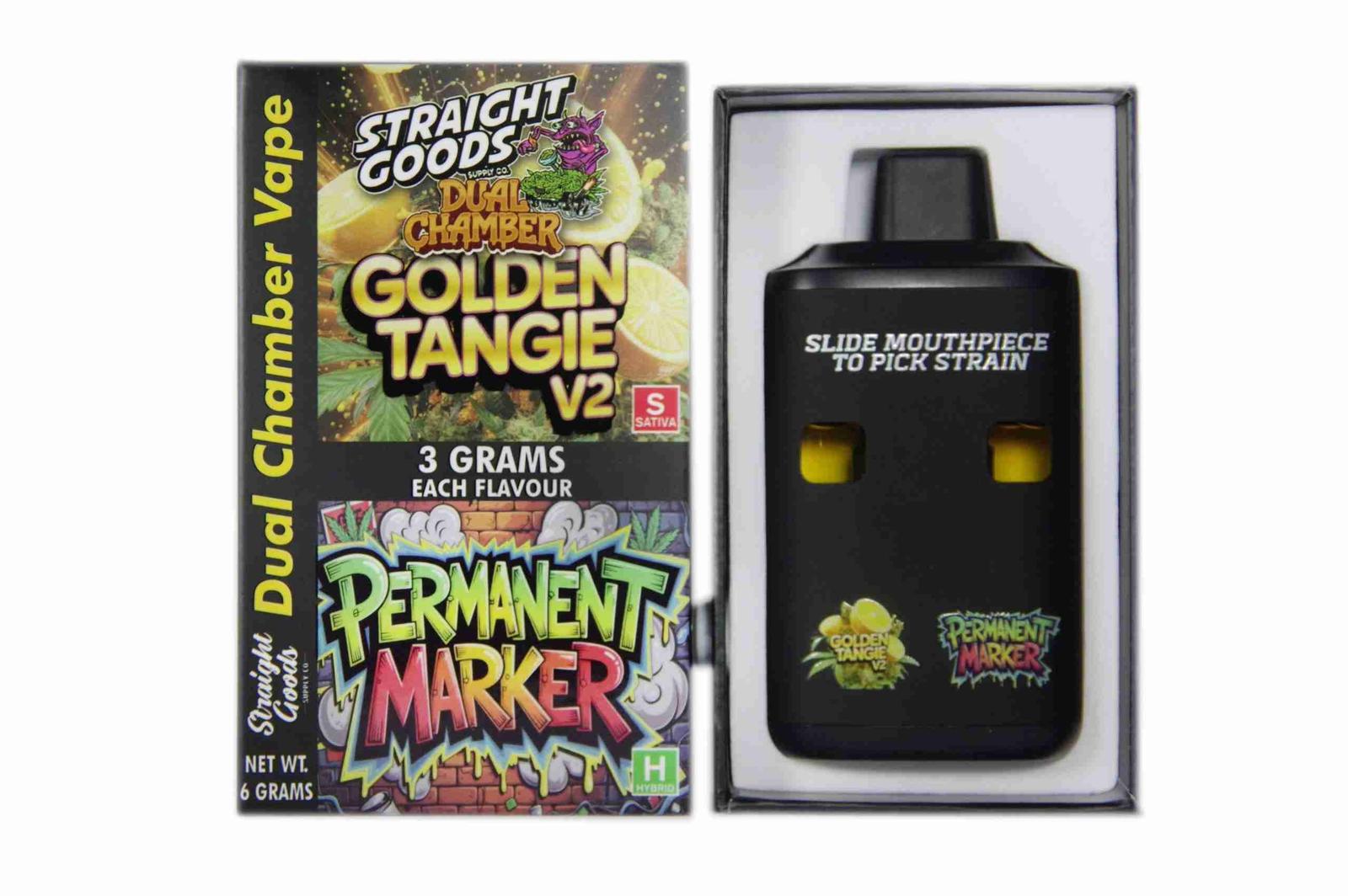 Straight Goods - Dual Chamber Vape - Golden Tangie V2 + Permanent Marker (3 Grams + 3 Grams)