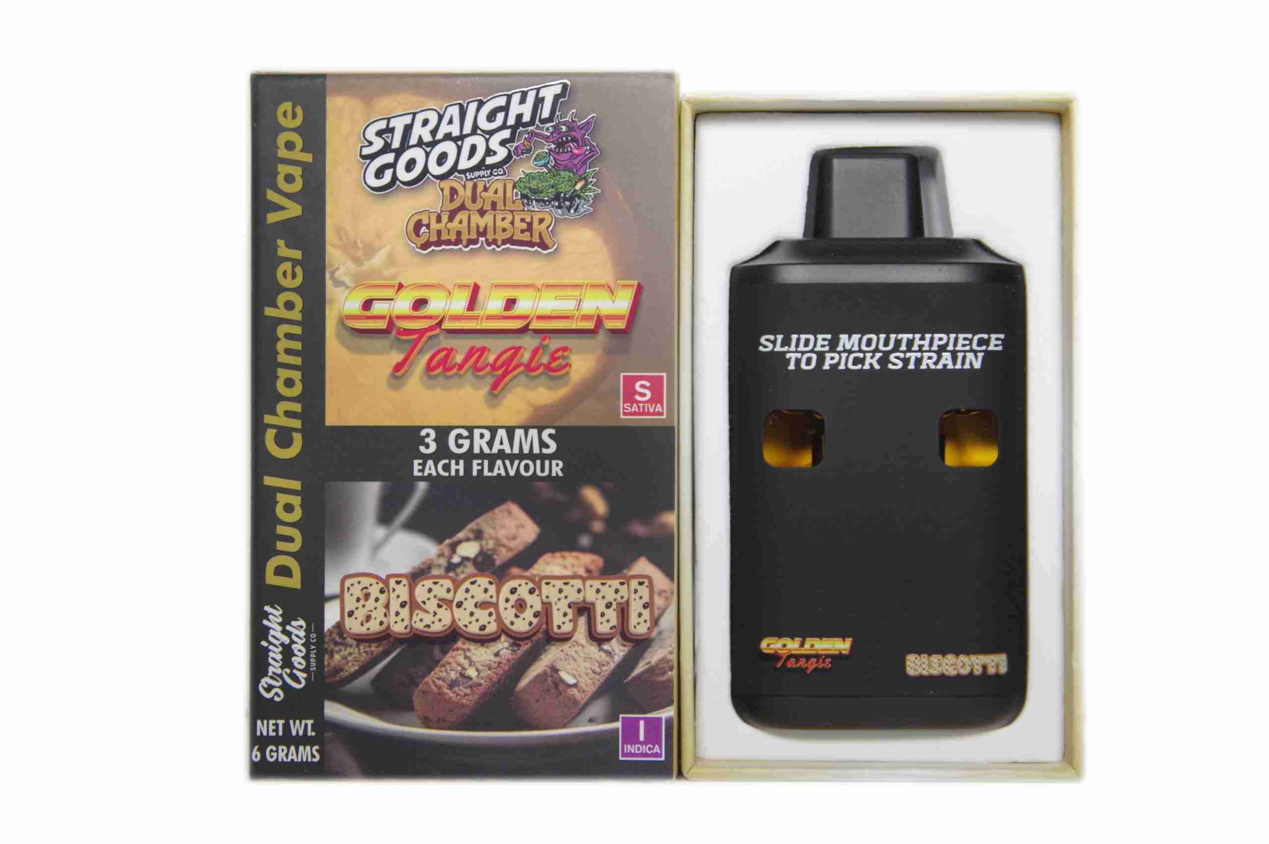 Straight Goods - Dual Chamber Vape - Golden Tangie + Biscotti (3 Grams + 3 Grams)