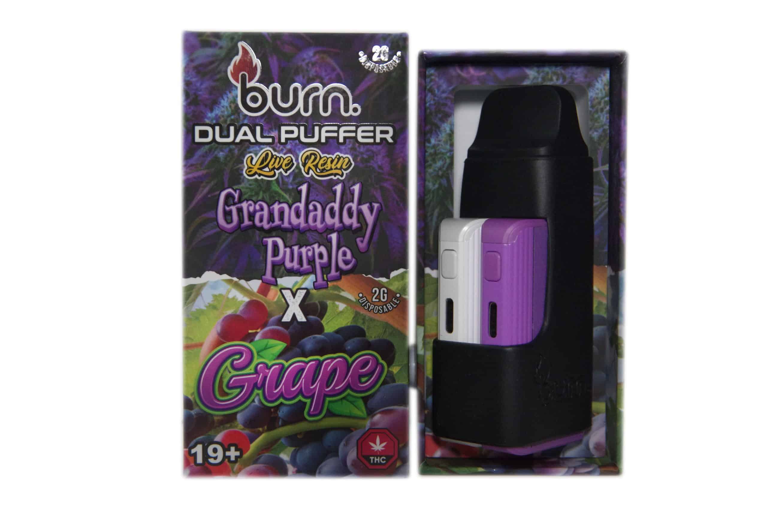 Burn Extracts - Dual Puffer – Live Resin Grandaddy Purple x Grape (2 Grams + 2 Gram)