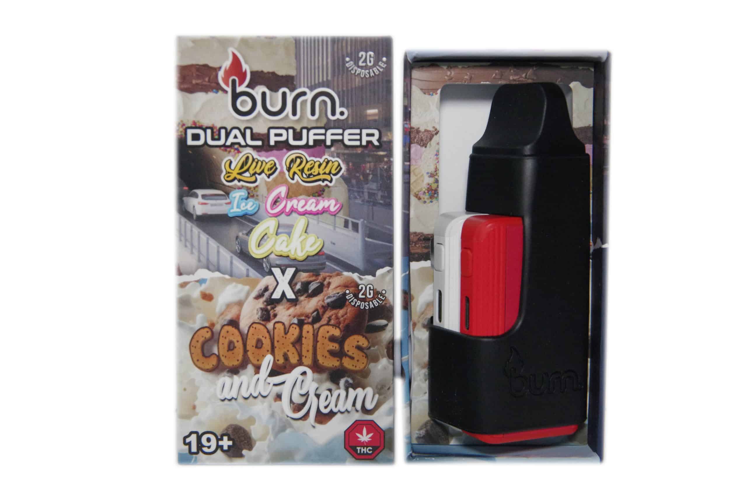 Burn Extracts - Dual Puffer – Live Resin Ice Cream Cake x Cookies and Cream (2 Grams + 2 Gram)