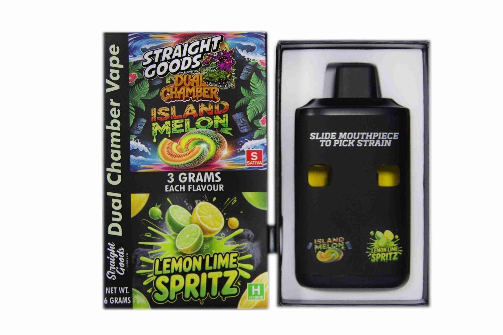 Straight Goods - Dual Chamber Vape - Island Melon + Lemon Lime Spritz (3 Grams + 3 Grams)