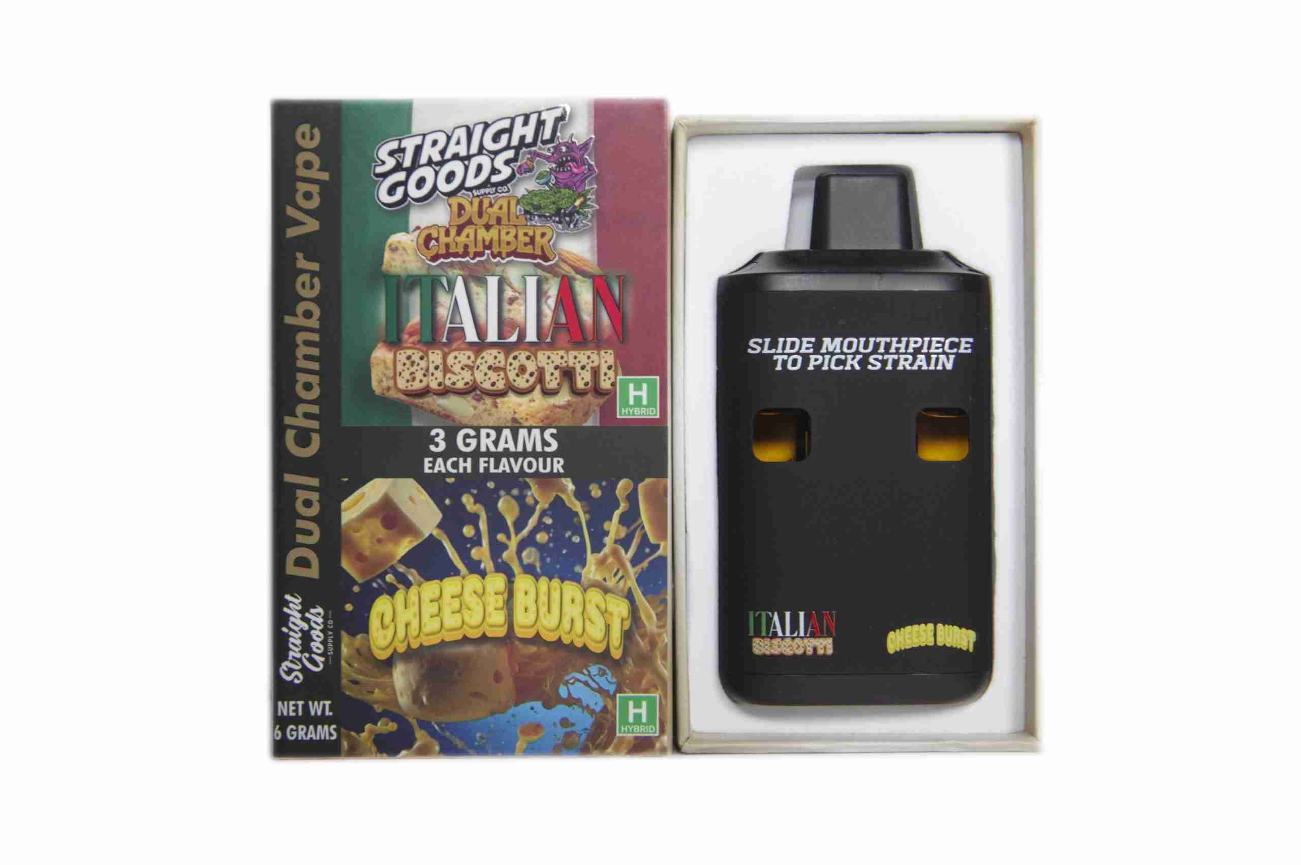 Straight Goods - Dual Chamber Vape - Italian Biscotti + Cheese Burst (3 Grams + 3 Grams)