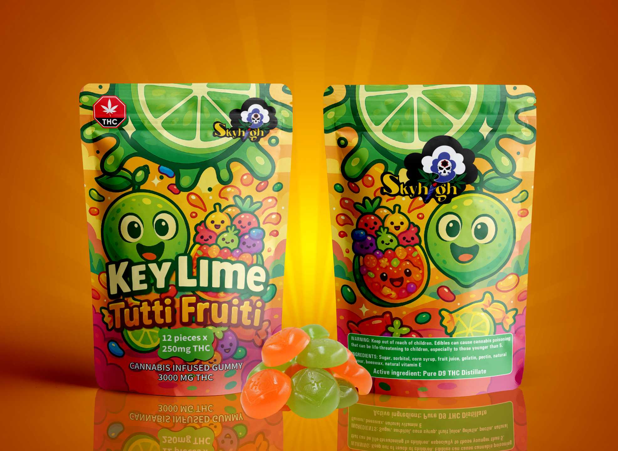 Sky High Edibles - Key Lime + Tutti Frutti Gummy 3000mg THC