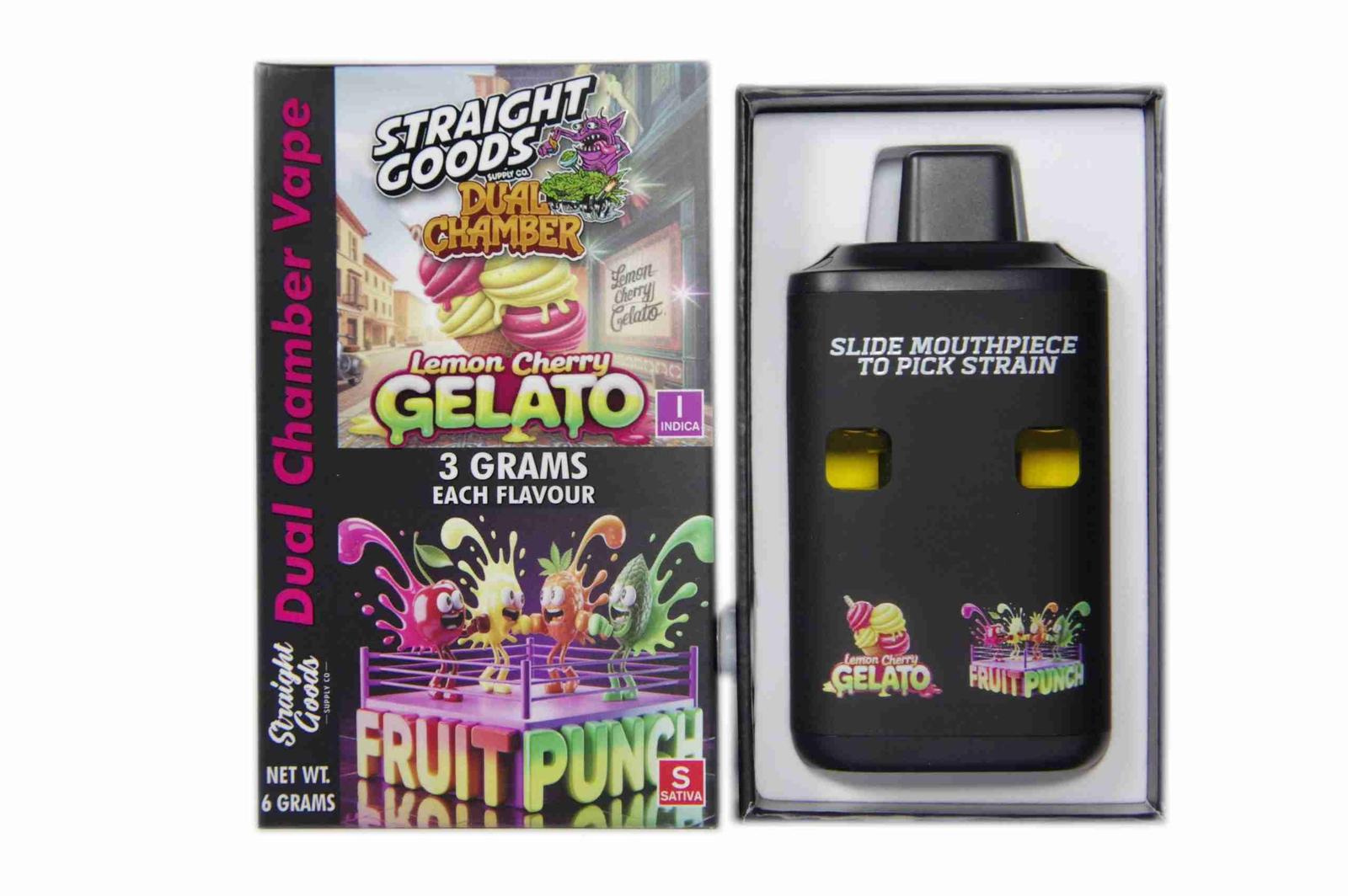 Straight Goods - Dual Chamber Vape - Lemon Cherry Gelato + Fruit Punch (3 Grams + 3 Grams)