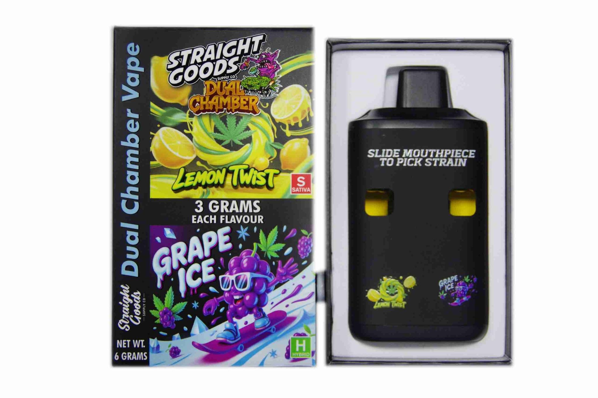 Straight Goods - Dual Chamber Vape - Lemon Twist + Grape Ice (3 Grams + 3 Grams)