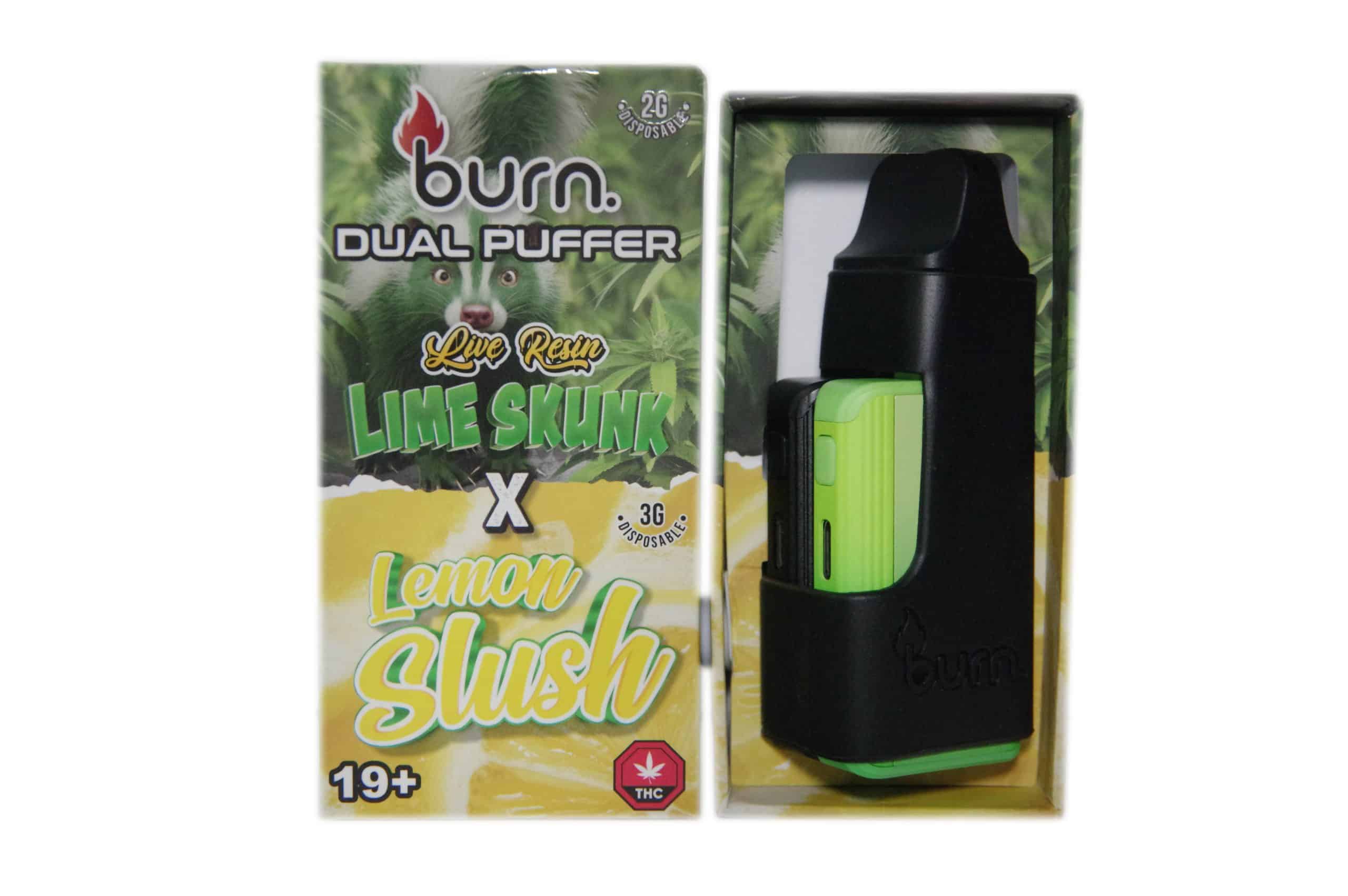 Burn Extracts - Dual Puffer – Live Resin Lime Skunk x Lemon Slush (2 Grams + 3 Gram)