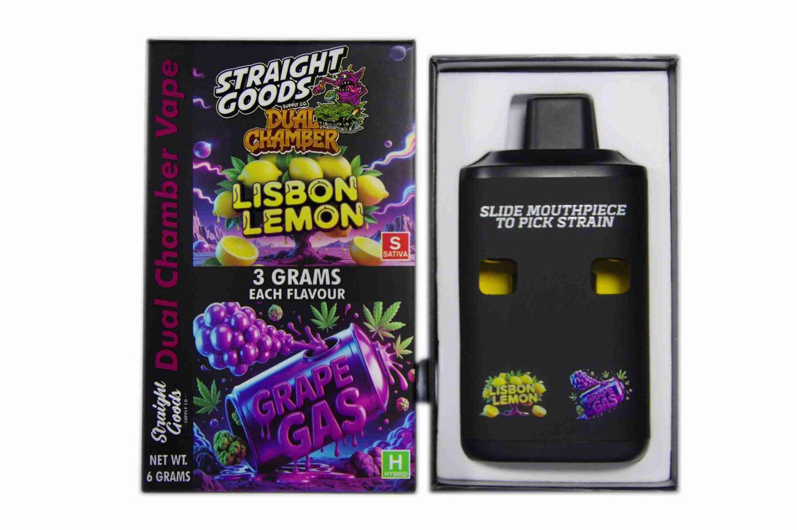 Straight Goods - Dual Chamber Vape - Lisbon Lemon + Grape Gas (3 Grams + 3 Grams)
