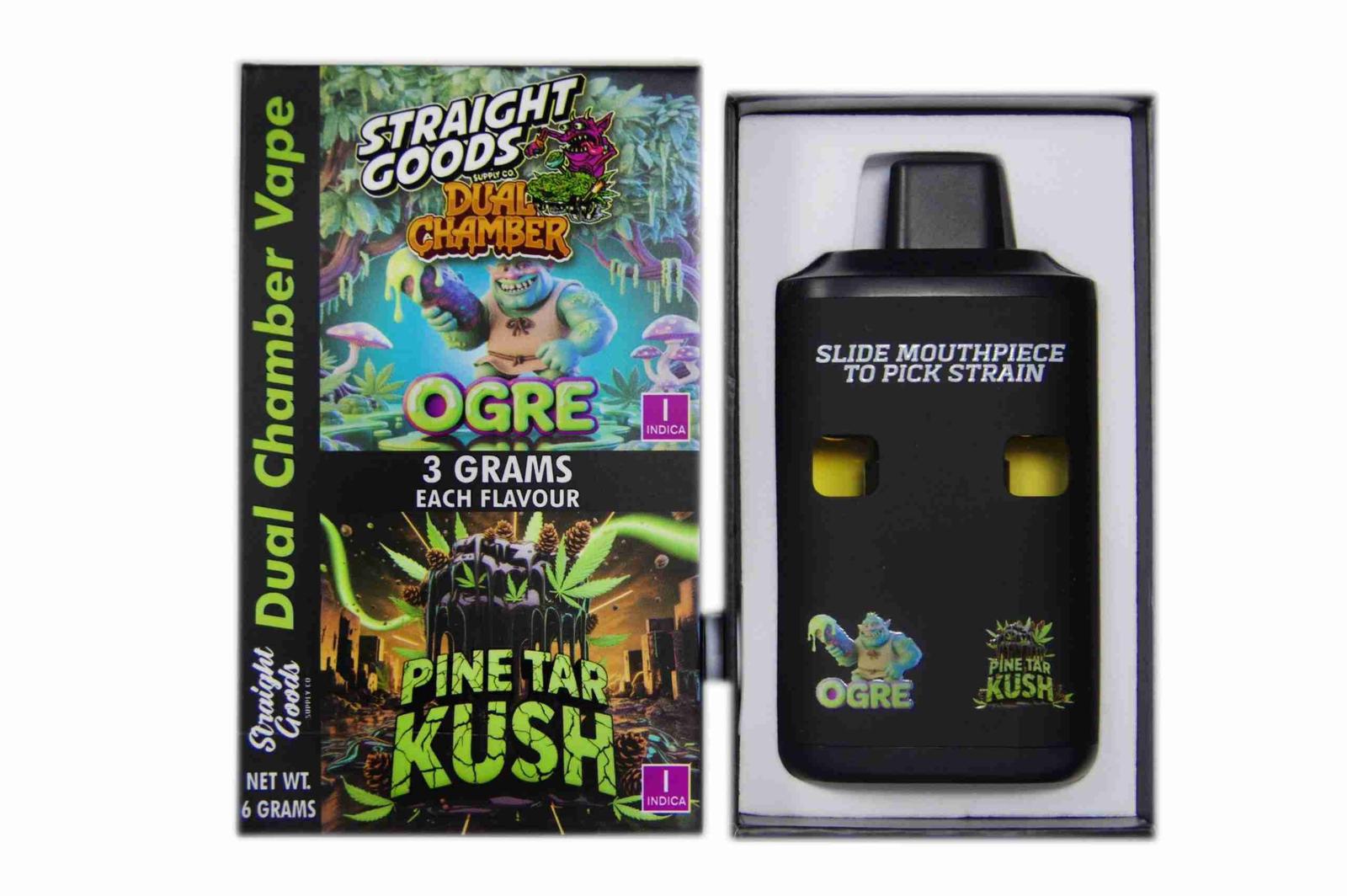 Straight Goods - Dual Chamber Vape - Ogre + Pine Tar Kush (3 Grams + 3 Grams)