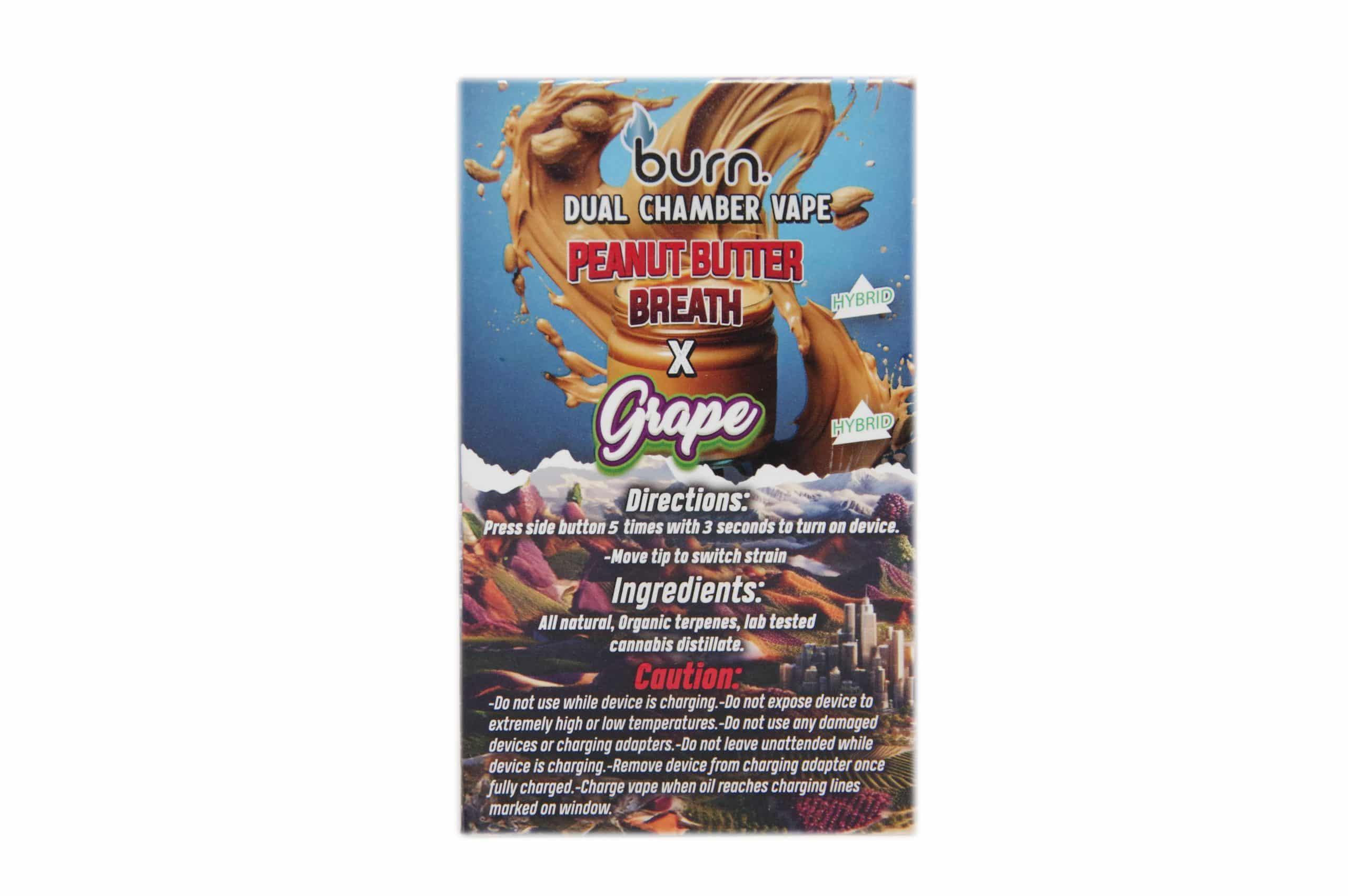 Burn Extracts - Dual Chamber Disposable Vape - Peanut Butter Breath + Grape (3+3 Gram) - Image 2