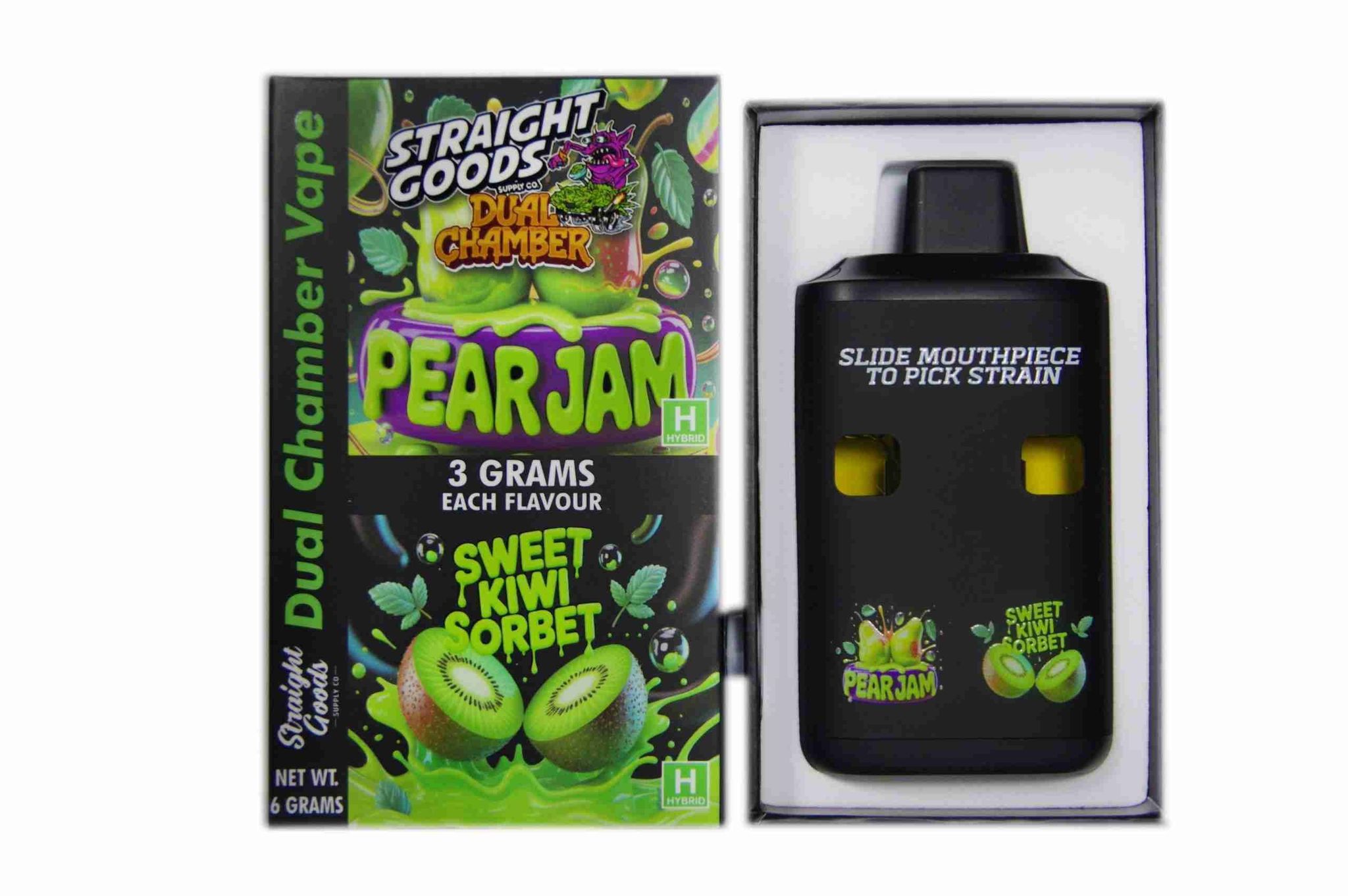Straight Goods - Dual Chamber Vape - Pear Jam + Sweet Kiwi Sorbet (3 Grams + 3 Grams)