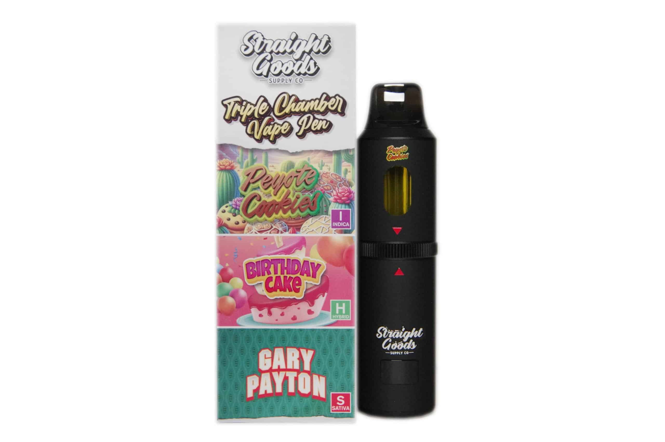 Straight Goods - Triple Chamber Vape - Peyote Cookies + Birthday Cake + Gary Payton (3 Grams + 3 Grams + 3 Gram)
