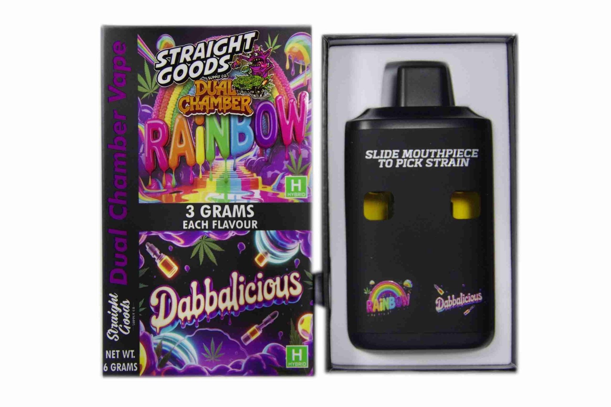 Straight Goods - Dual Chamber Vape - Rainbow + Dabbalicious (3 Grams + 3 Grams)
