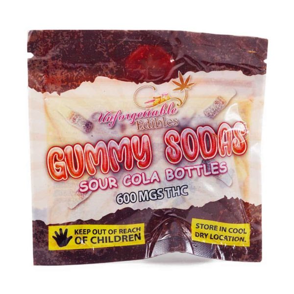 Unforgettable Edibles – Gummy Sodas Sour Cola Bottles 600mg THC