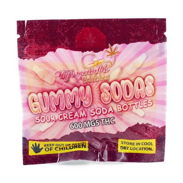 Unforgettable Edibles – Gummy Sodas Sour Cream Soda Bottles 600mg THC