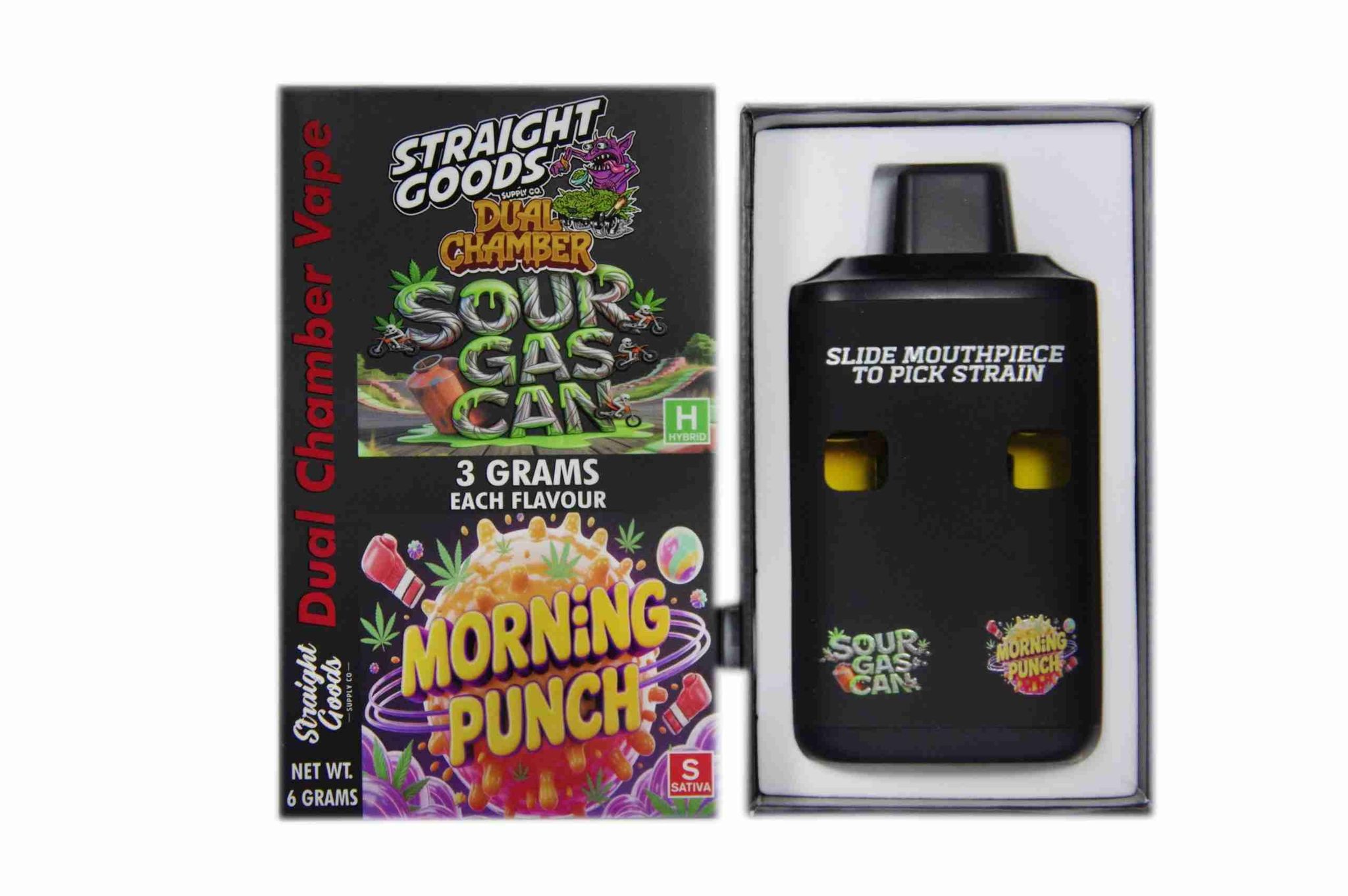 Straight Goods - Dual Chamber Vape - Sour Gascan + Morning Punch (3 Grams + 3 Grams)