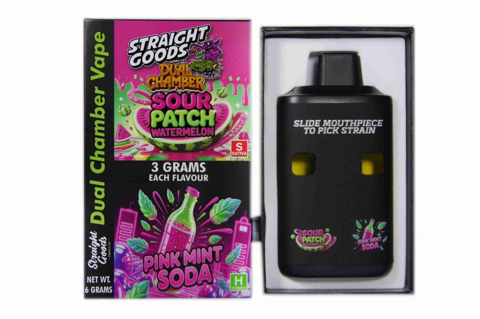 Straight Goods - Dual Chamber Vape - Sour Patch Watermelon + Pink Mint Soda (3 Grams + 3 Grams)