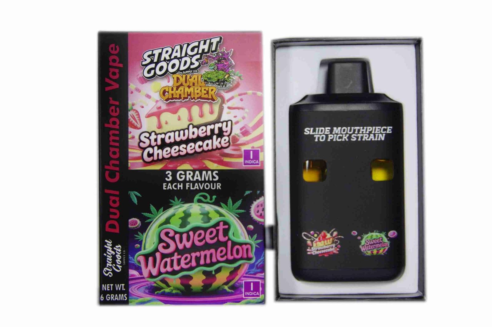 Straight Goods - Dual Chamber Vape - Strawberry Cheesecake + Sweet Watermelon (3 Grams + 3 Grams)