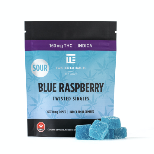 Twisted Extracts – Sour Blue Raspberry Twisted Singles 160mg THC Indica
