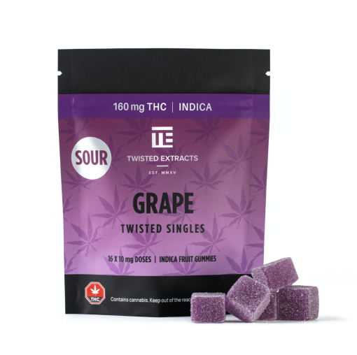 Twisted Extracts – Sour Grape Twisted Singles 160mg THC Indica