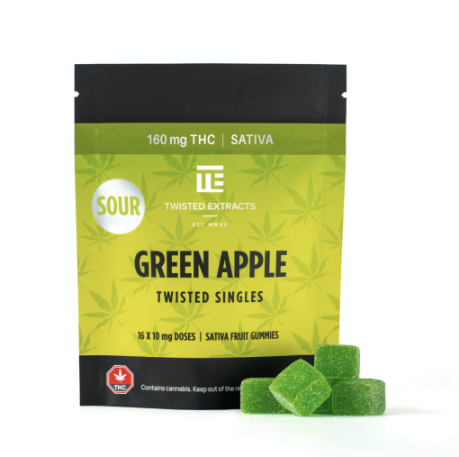 Twisted Extracts – Sour Green Apple Twisted Singles 160mg THC Sativa