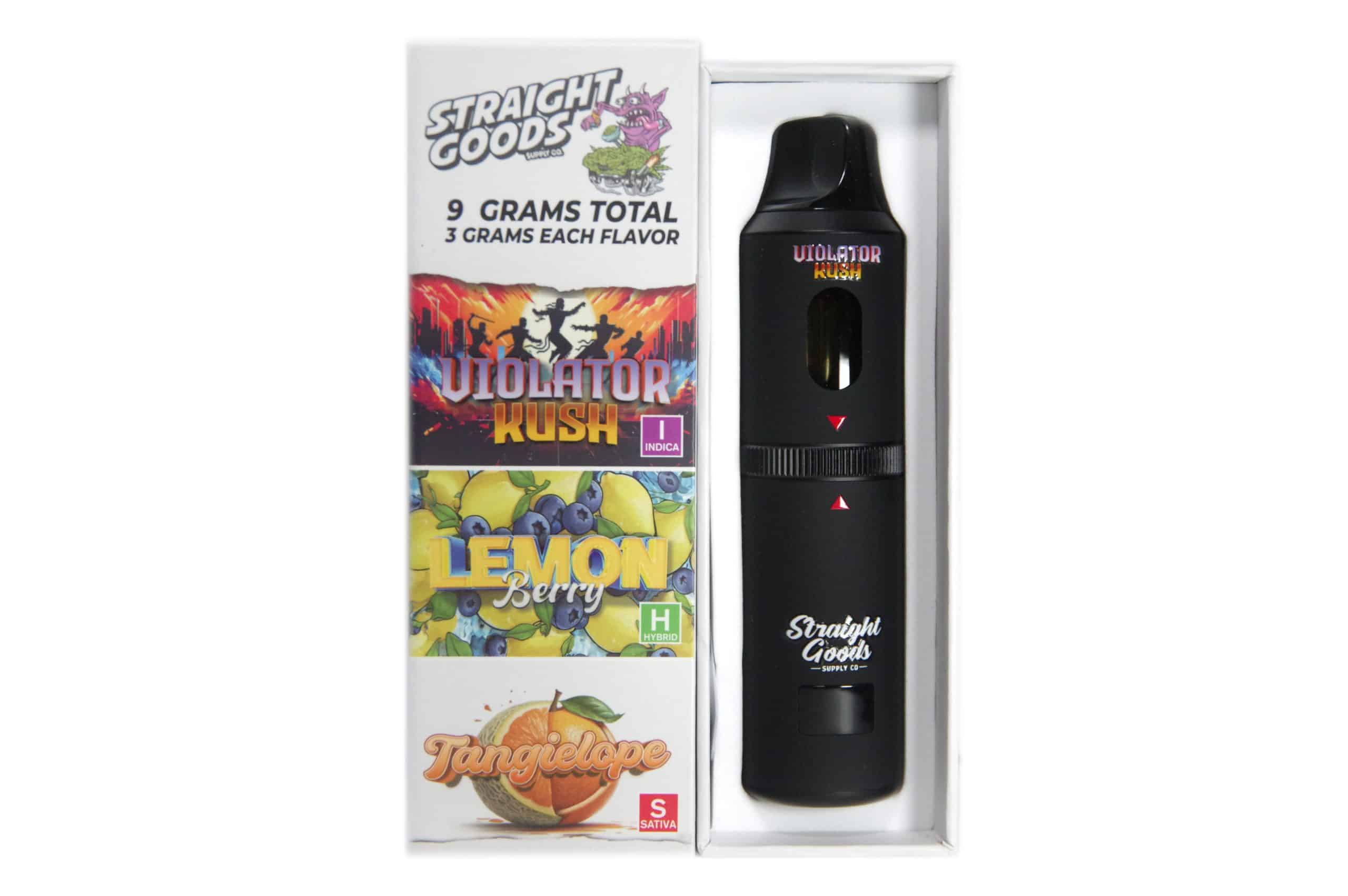 Straight Goods - Triple Chamber Vape - Violator Kush + Lemon Berry + Tangielope (3 Grams + 3 Grams + 3 Gram)